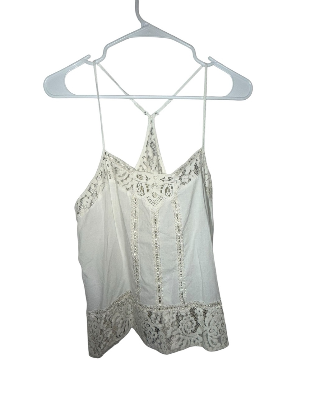 In Bloom Cream Lace-Trim Racerback Cami